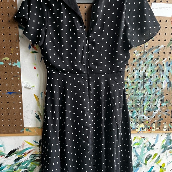 Express Black and White Polka Dot Midi Dress - Picture 2 of 3